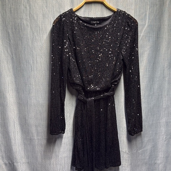 Crystal sky Black Sequin Long Sleeve Dress size small - Picture 3 of 9